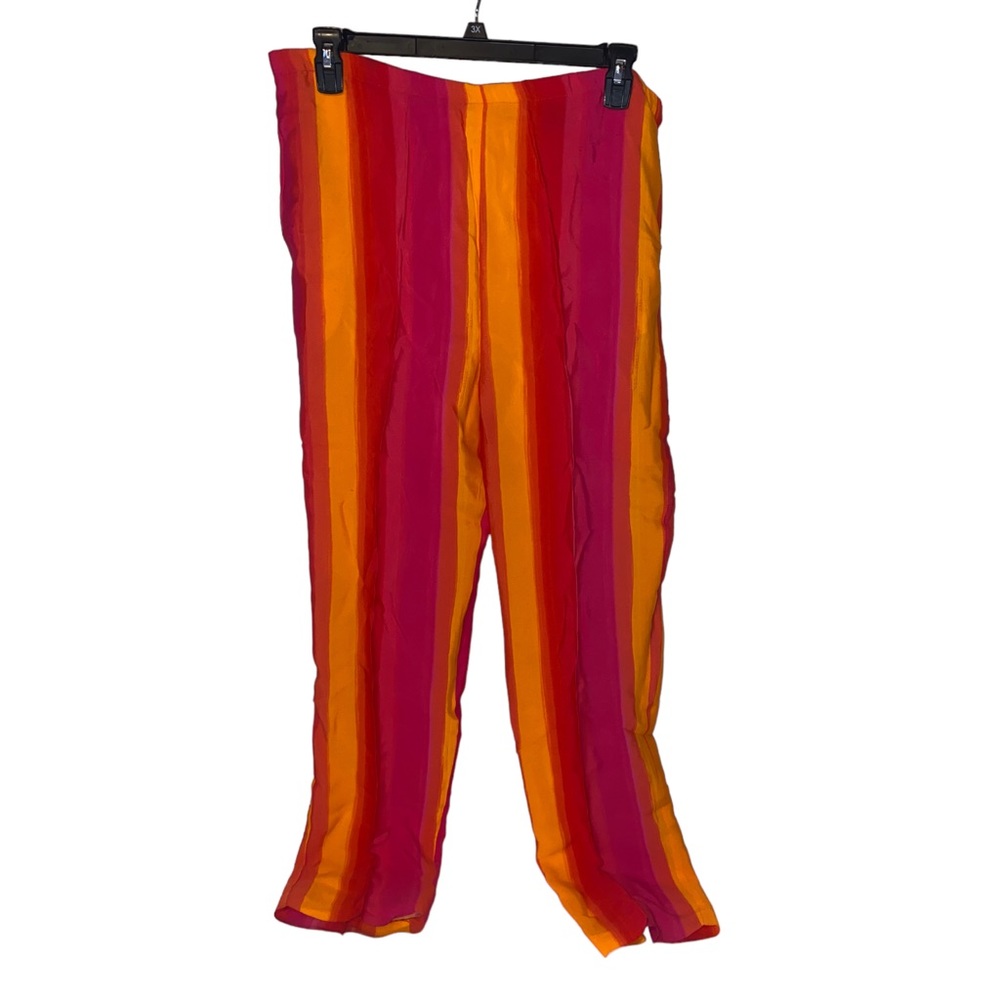 RJ Collection by Chelsea Rousso Womens Pants Size 6 Pink Orange Ombre Stripe Loo